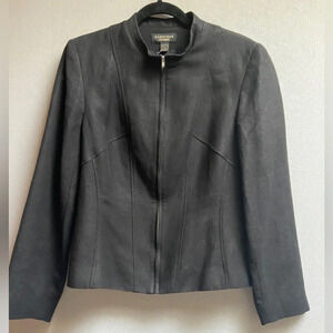 Portfolio Louben Black zip up  Linen Rayon blazer jacket Sz 10
